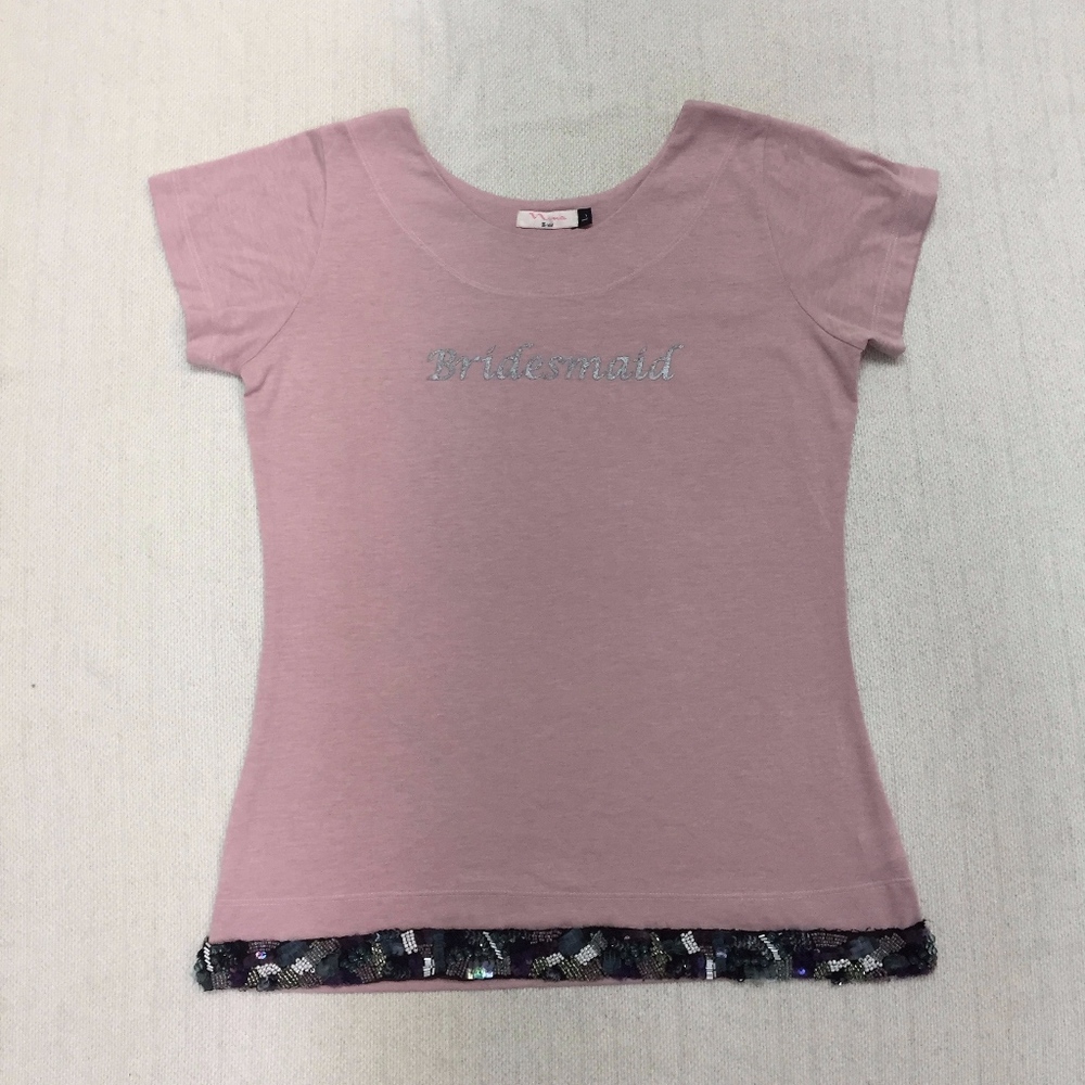 NINA BRIDAL "Bridesmaid"  pink embellished t-shirt